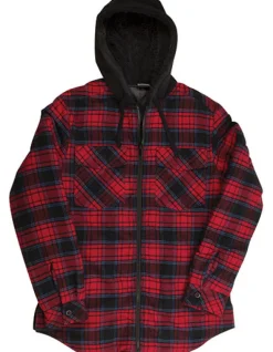 BU8620 Burnside Herren Flannel Jacke mit Kapuze Sherpa-Futter