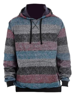BU8603 Burnside Kapuzenpullover mit gedruckten Streifenmuster meliert Hoodie