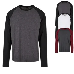 BYBB023 Build Your Brand Basic Herren Kontrast Raglan T-Shirt langarm