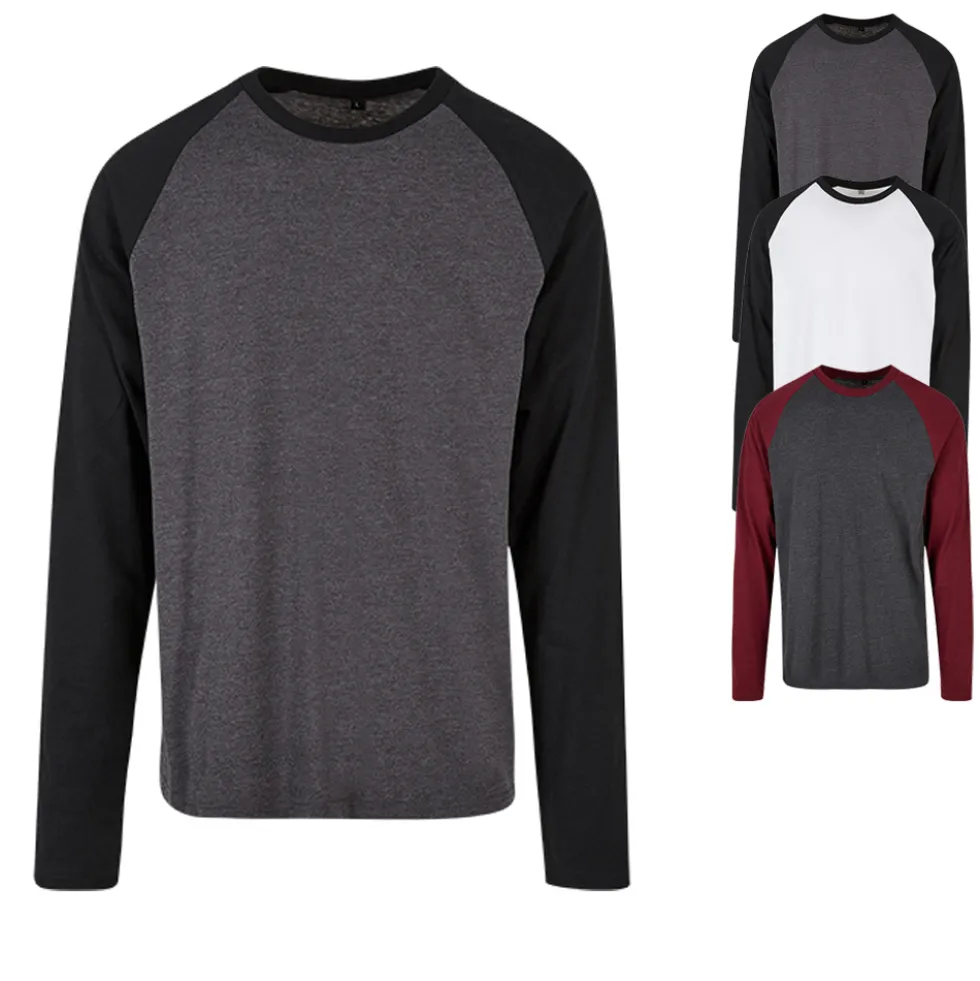 BYBB023 Build Your Brand Basic Herren Kontrast Raglan T-Shirt langarm