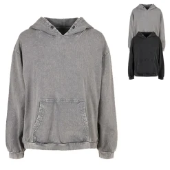 BY194 Build Your Brand Damen Kapuzensweatshirt in Übergröße-Schnitt säurewaschung