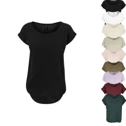 BY036 Build Your Brand Damen langes Feuergarn T-Shirt kurzarm