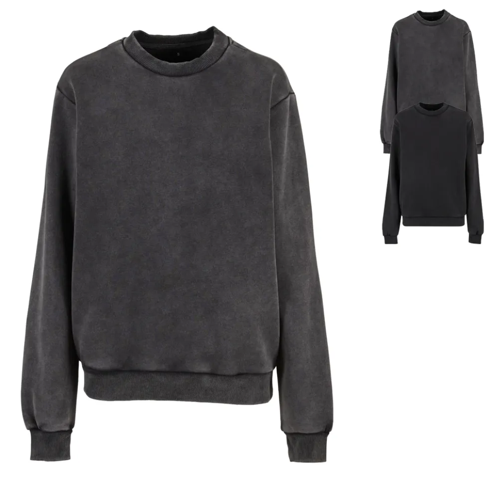 BY301 Build Your Brand Damen schweres Rundhals-Sweatshirt Vintage-Stil