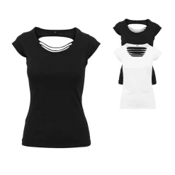 BY035 Build Your Brand Damen T-Shirt kurzarm offener Rücken