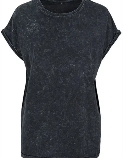 BY053 Build Your Brand Damen T-Shirt Säure gewaschen Überschnittene Schulter