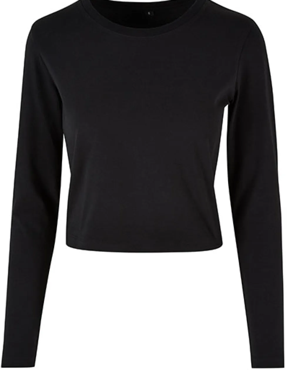 BY261 Build Your Brand Damen T-Shirt langarm knapp bauchfrei