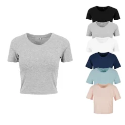 BY042 Build Your Brand Damen T-Shirt kurzarm abgeschnitten Bauchfrei