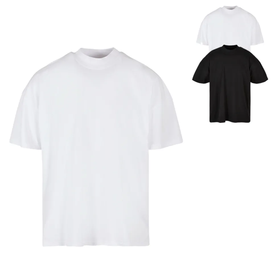 BY230 Build Your Brand Herren T-Shirt Oversize-Passform mit Stehkragen