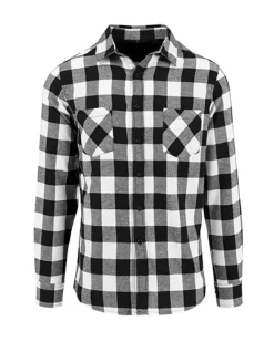BY031 Build Your Brand karriertes Flannel Hemd Holzfällerhemd