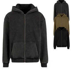 BY295 Build Your Brand schwere Kapuzen-Sweatjacke Vintage-Stil