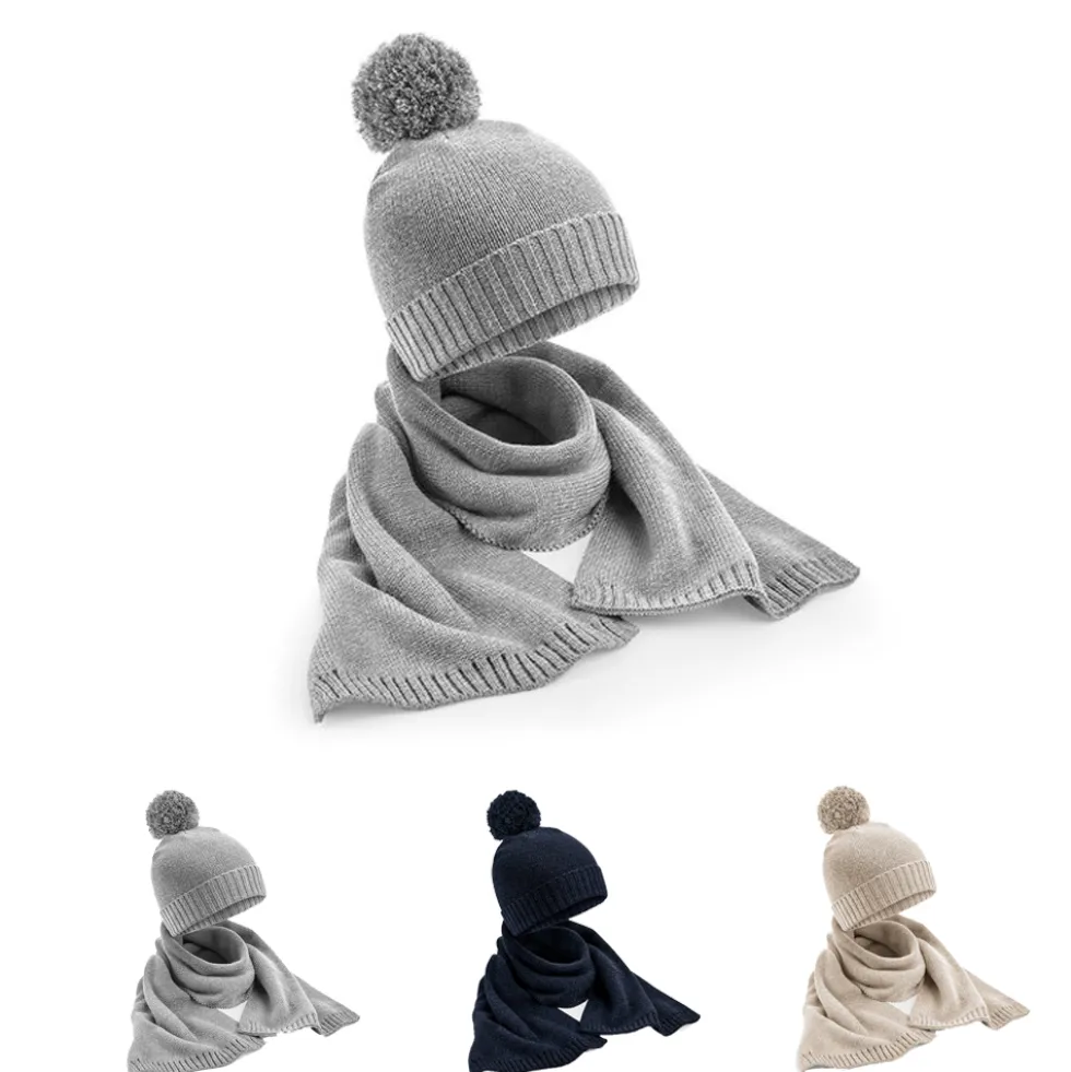 CB401 Beechfield Geschenkset aus Strickschal und Mütze