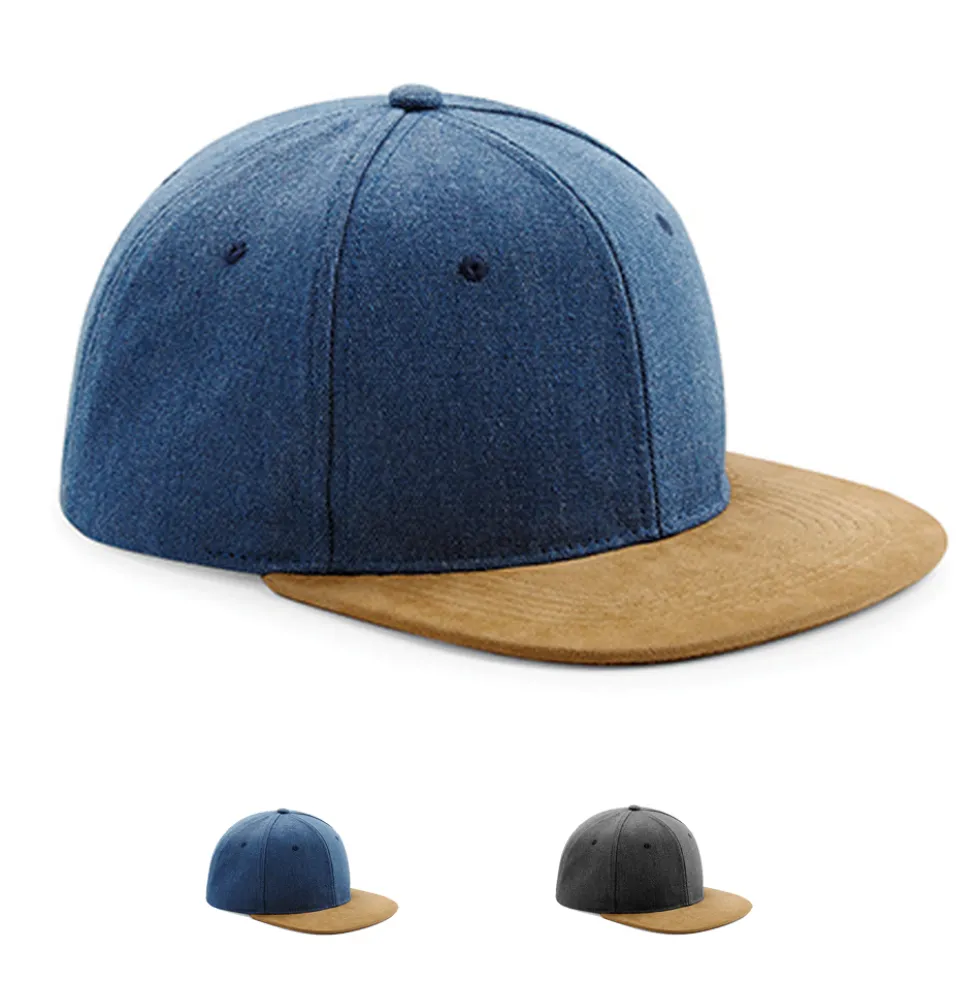 CB668 Beechfield Kappe mit Wildlederoptik Snapbackverschluss