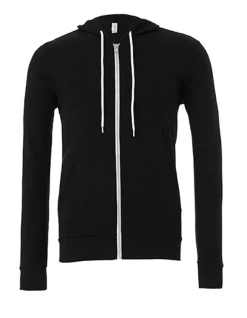 CV3739 Canvas Kapuzenjacke mit Zugband und durchgehendem weißen Metall-Reißverschluss