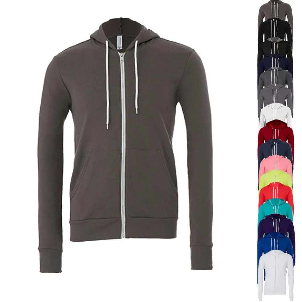 CV3739 Canvas Kapuzenjacke mit Zugband und durchgehendem weißen Metall-Reißverschluss