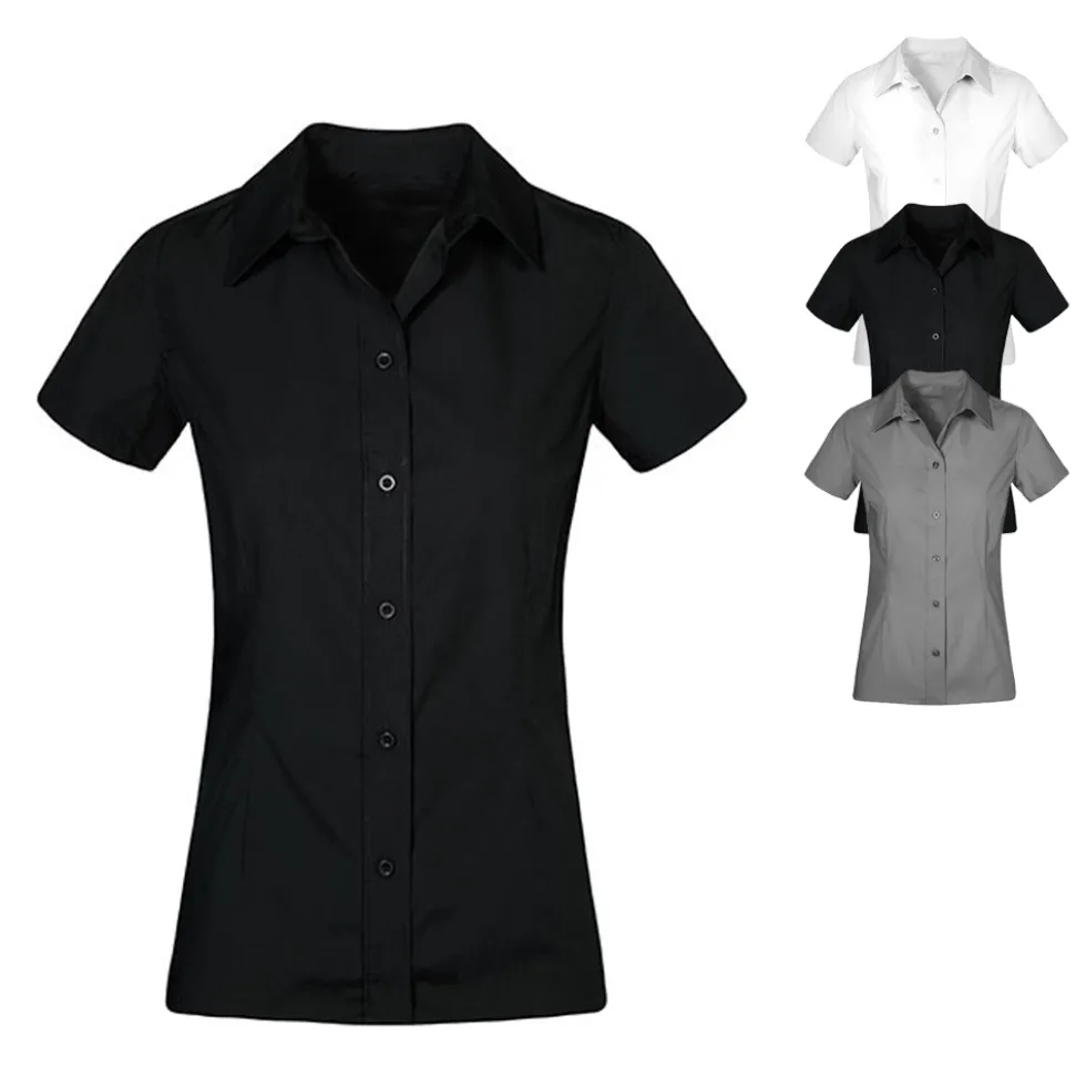 E6305 Promodoro Damen Poplin Bluse Kurzarm