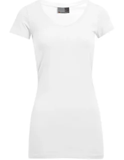 E3087 Promodoro Damen V Ausschnitt T-Shirt Lang Figurbetont