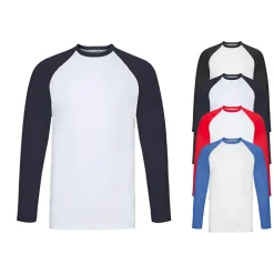 Fruit of the Loom T-shirt Langarm Baseball-Stil