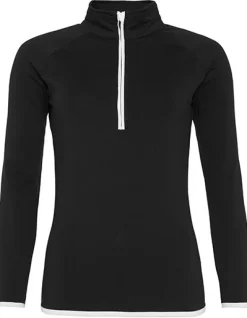 JC036 Just Cool Damen Pullover Sweatshirt mit halbem Reißverschluss