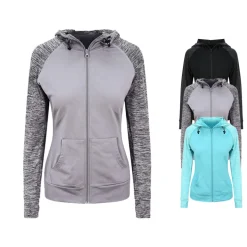JC058 Just Cool Damen Sportjacke mit Ärmeln in melierter Kontrastfarbe