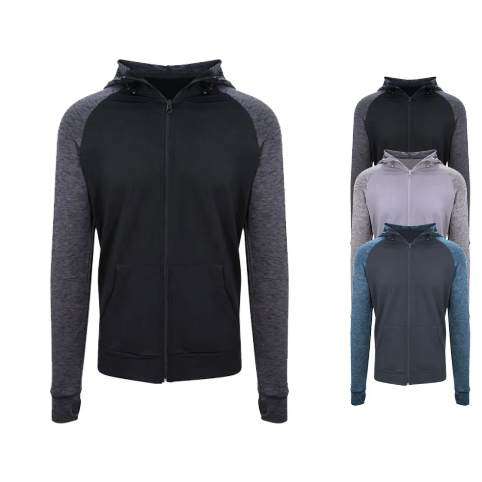 JC057 Just Cool Herren Sportjacke mit Ärmeln in melierter Kontrastfarbe