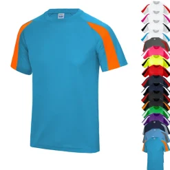JC003 Just Cool Sportshirt Trainingsshirt mit Kontrast-Einsätzen an den Ärmeln