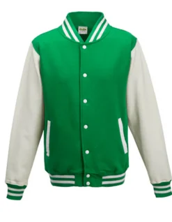 JH043 Just Hoods Jacke Baseball-Jacke mit kontrastfarbenen Ärmeln VARSITY-Jacke