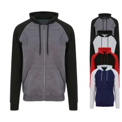 JH063 Just Hoods Kapuzenjacke ZOODIE mit kontrastfarbenen Raglan-Ärmeln
