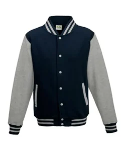 JH043K Just Hoods Kinder Jacke Baseball-Jacke mit kontrastfarbenen Ärmeln VARSITY-Jacke