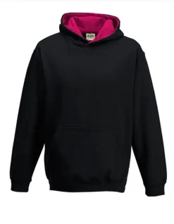 JH003K Just Hoods Kinder Kapuzenpullover mit doppellagiger Kapuze mit kontrastfarbener Innenseite Hoodie