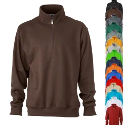 JN831 James+Nicholson Arbeitskleidung Sweatshirt 1/2 Reißverschluss