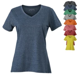 JN973 James+Nicholson Damen HEATHER T-Shirt kurzarm