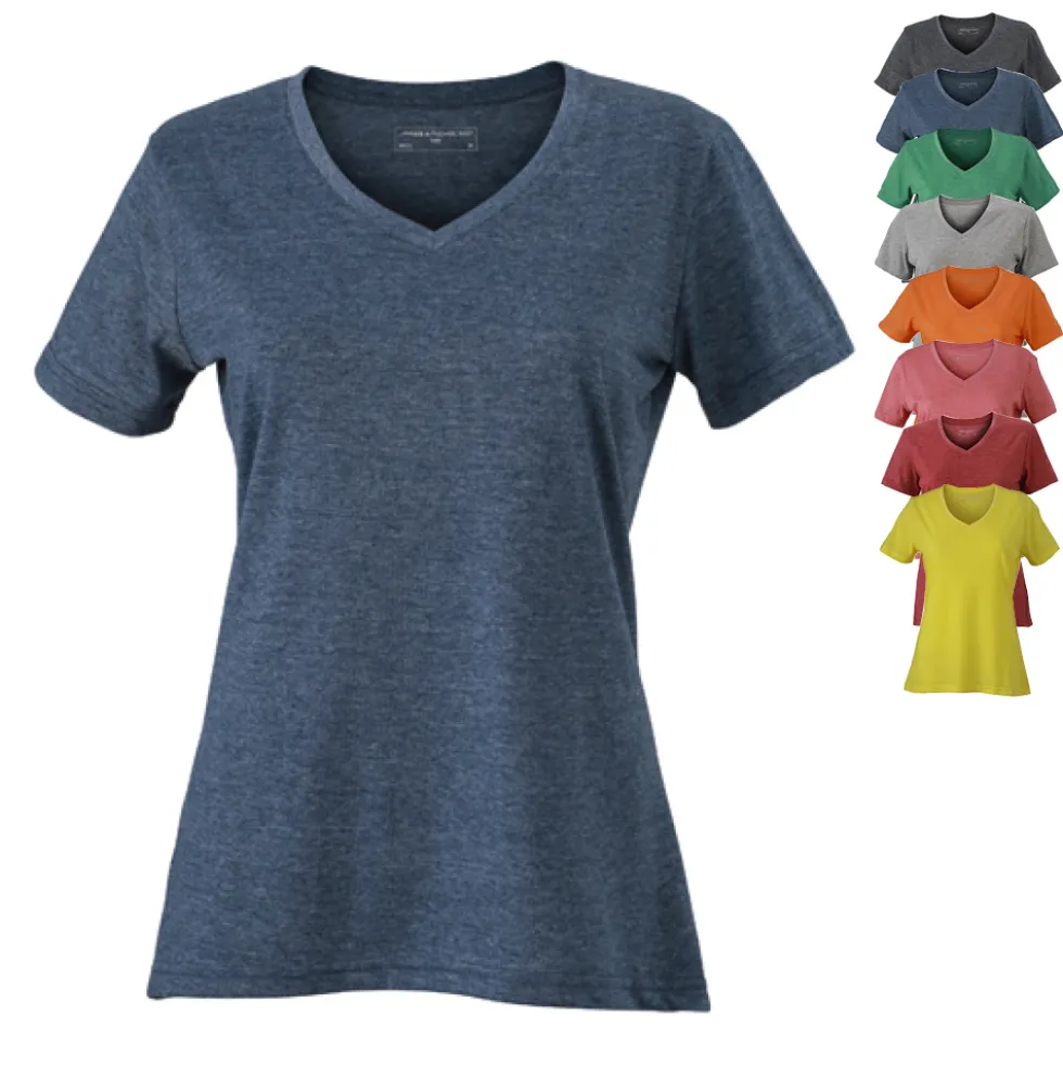 JN973 James+Nicholson Damen HEATHER T-Shirt kurzarm