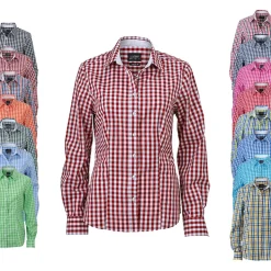 JN616 James+Nicholson Damen karierte Bluse