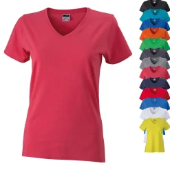 JN972 James+Nicholson Damen V-Ausschnitt T-Shirt kurzarm schlanke Passform