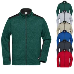 JN862 James+Nicholson Herren Arbeitskleidung Strickfleece Jacke -STRONG-
