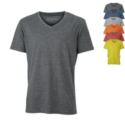 JN974 James+Nicholson Herren HEATHER T-Shirt kurzarm