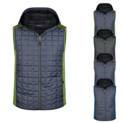 JN768 James+Nicholson Herren Hybrid Strickfleeceweste