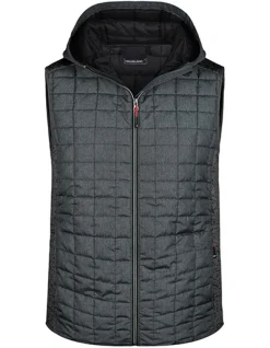 JN768 James+Nicholson Herren Hybrid Strickfleeceweste