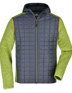 JN772 James+Nicholson Herren Hybrid Stickfleecejacke