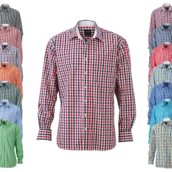 JN617 James+Nicholson Herren kariertes Hemd