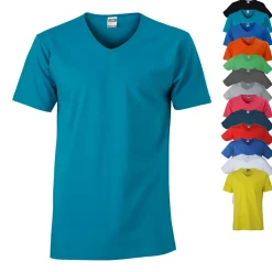 JN912 James+Nicholson Herren V-Ausschnitt T-Shirt schlanke Passform
