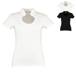 K755 Kustom Kit Bluse mit Asiakragen und Keyhole-Ausschnitt