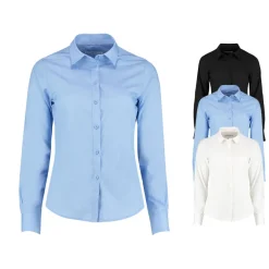 K242 Kustom Kit Damen Blues Langarm Poplin Shirt Long Sleeve