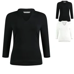 K785 Kustom Kit Damen Shirt 3/4-Ärmel mit Mandarin-Stehkragen