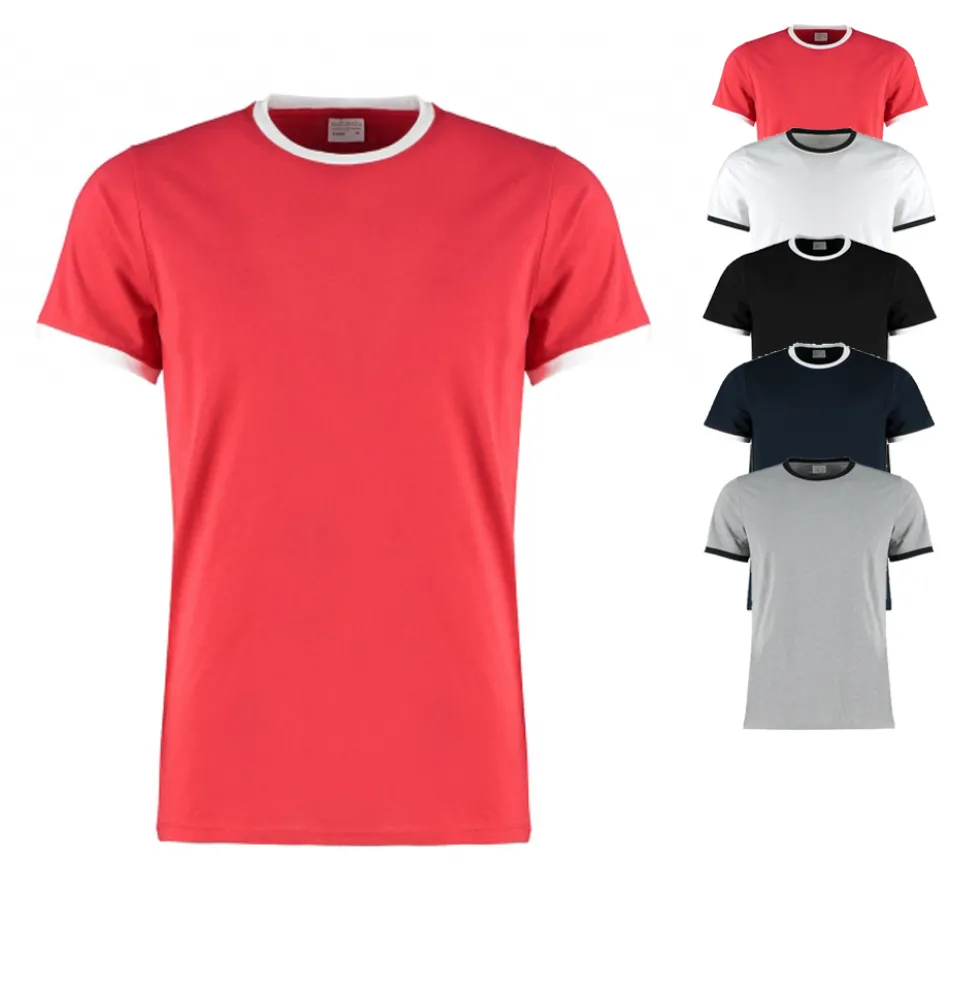 K508 Kustom Kit Ringer T-Shirt mit Abreißetikett am Nacken