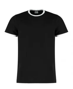 K508 Kustom Kit Ringer T-Shirt mit Abreißetikett am Nacken