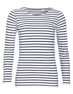 L01403 SOL´S Damen Langarm T-Shirt Marine Gestreift
