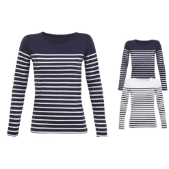 L03100 SOLS Damen Langarm T-Shirt MATELOT Gestreift