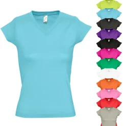 L156 SOL´S Damen V-Ausschnitt T-Shirt Moon