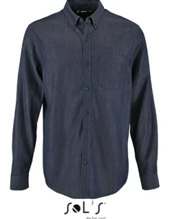 L02100 SOL´S Herren Denim Fischgrätenmuster Hemd Barry